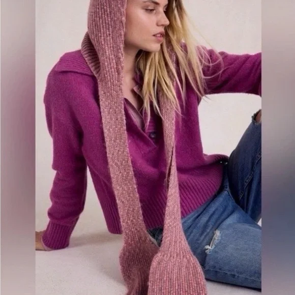 FREE PEOPLE FOXY HOOD SCARF🪻💗🦋🐇✨🧺 - Picture 2 of 5